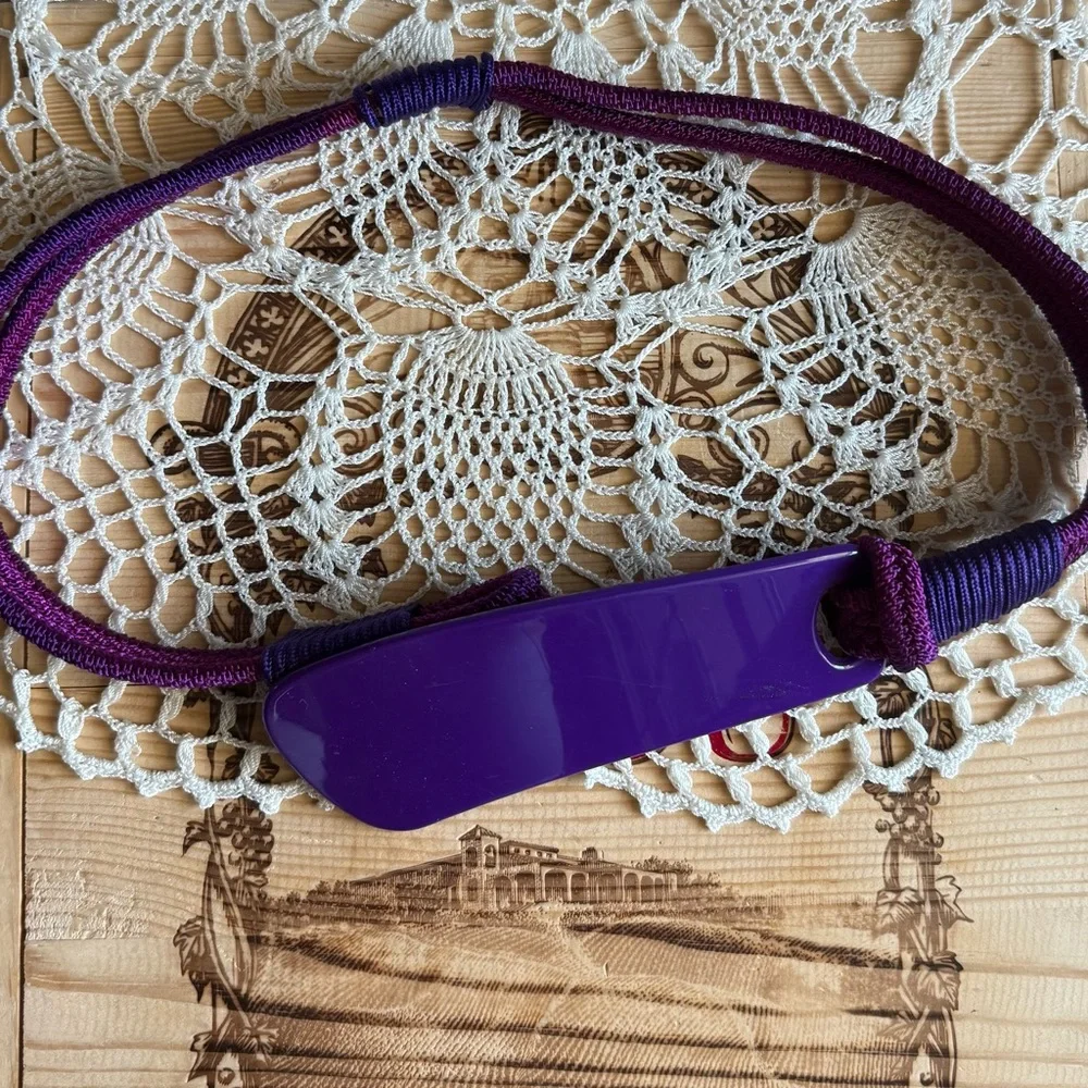Vintage 80s Purple Patent Wide Elastic Belt – Glossy Statement